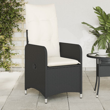 Vidaxl tuinstoel verstelbaar met kussens poly rattan zwart