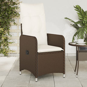 Vidaxl tuinstoel verstelbaar met kussens poly rattan bruin