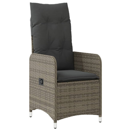 Vidaxl tuinstoel verstelbaar met kussens poly rattan grijs