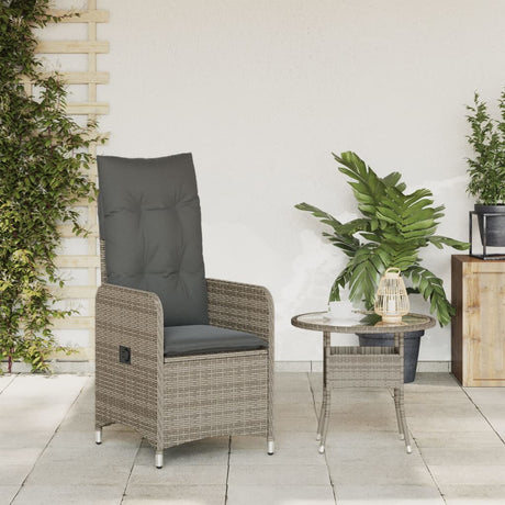 Vidaxl tuinstoel verstelbaar met kussens poly rattan grijs