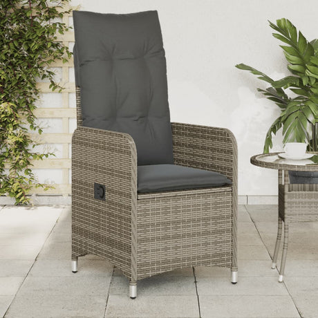 Vidaxl tuinstoel verstelbaar met kussens poly rattan grijs