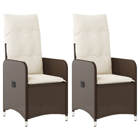 Vidaxl tuinstoelen 2 st verstelbaar met kussens poly rattan bruin