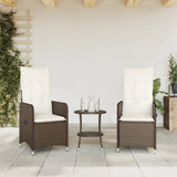 Vidaxl tuinstoelen 2 st verstelbaar met tafel poly rattan bruin