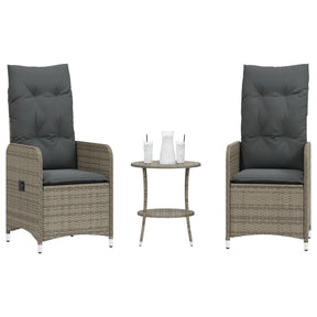Vidaxl tuinstoelen 2 st verstelbaar met tafel poly rattan grijs