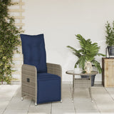 Vidaxl tuinstoel verstelbaar met kussens poly rattan grijs