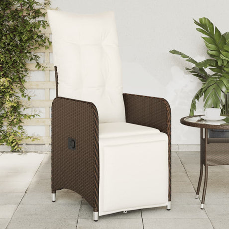 Vidaxl tuinstoelen 2 st verstelbaar met kussens poly rattan bruin