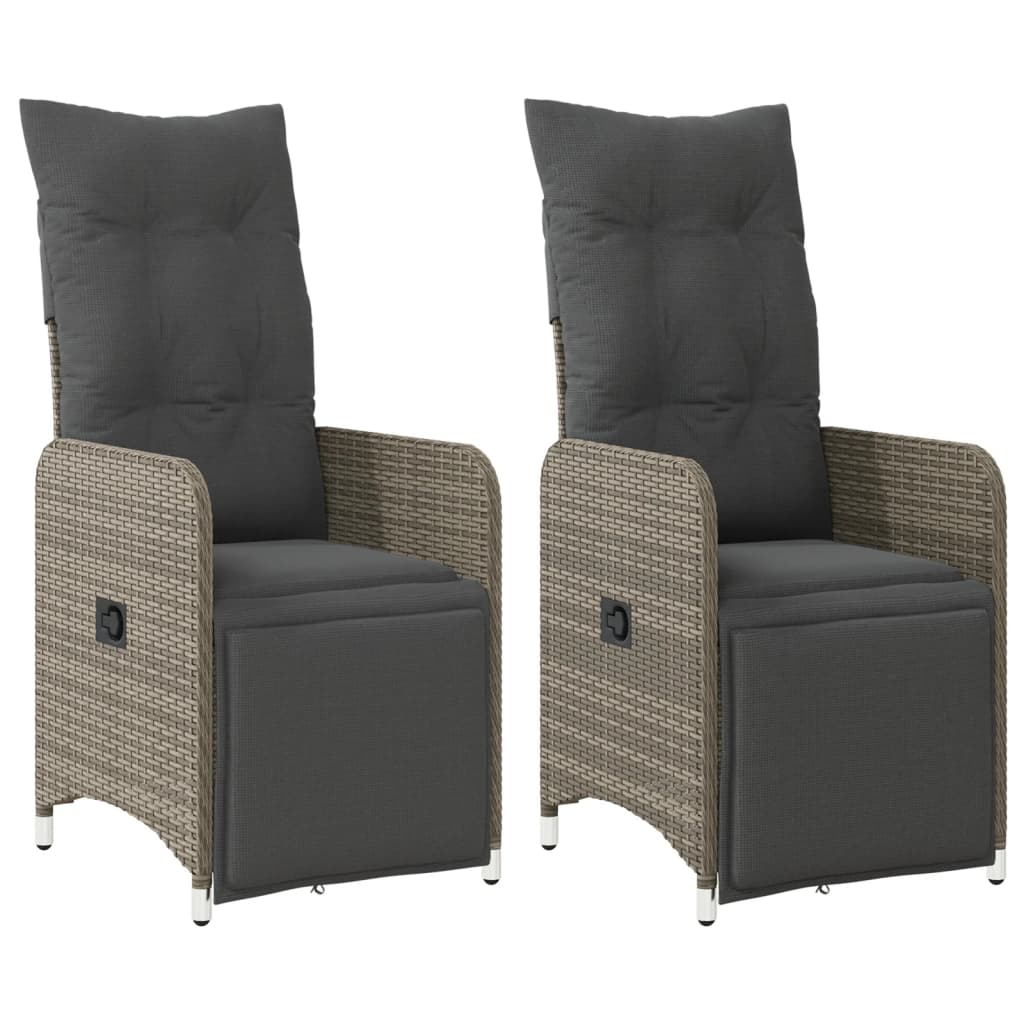 Vidaxl tuinstoelen 2 st verstelbaar met kussens poly rattan grijs