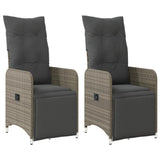 Vidaxl tuinstoelen 2 st verstelbaar met kussens poly rattan grijs