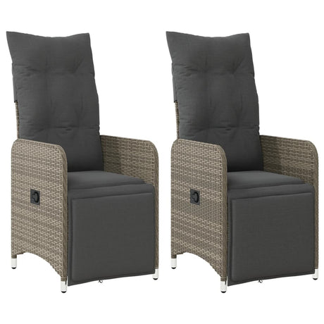 Vidaxl tuinstoelen 2 st verstelbaar met kussens poly rattan grijs