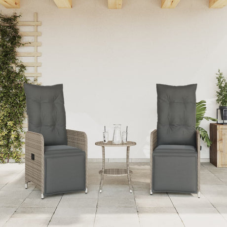 Vidaxl tuinstoelen 2 st verstelbaar met tafel poly rattan grijs