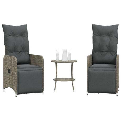 Vidaxl tuinstoelen 2 st verstelbaar met tafel poly rattan grijs