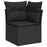 Vidaxl tuinhoekbank met kussens zwart poly rattan