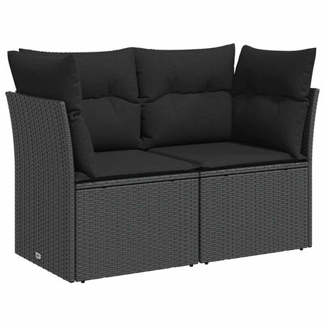 Vidaxl tuinbank met kussens 2-zits zwart poly rattan