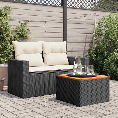 Vidaxl tuintafel zwart 55x55x37 cm poly rattan en acaciahout
