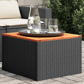 Vidaxl tuintafel zwart 55x55x37 cm poly rattan en acaciahout