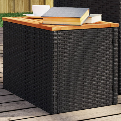 Vidaxl tuinbijzettafels 2 st 55x34x37 cm hout poly rattan zwart