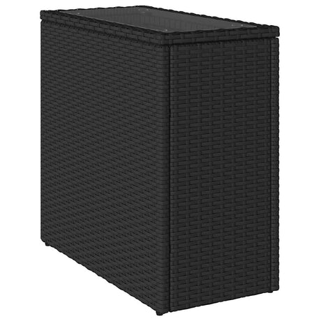 Vidaxl tuinbijzettafel met glazen blad 58x27,5x55 cm poly rattan zwart