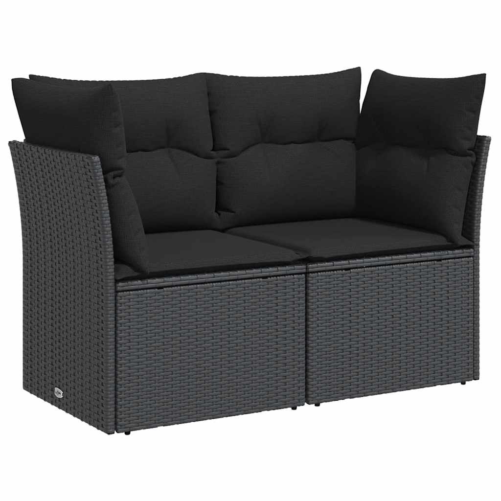 Vidaxl tuinbank met kussens 2-zits zwart poly rattan