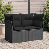 Vidaxl tuinbank met kussens 2-zits zwart poly rattan