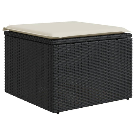 Vidaxl tuinkruk met kussen 55x55x37 cm poly rattan zwart