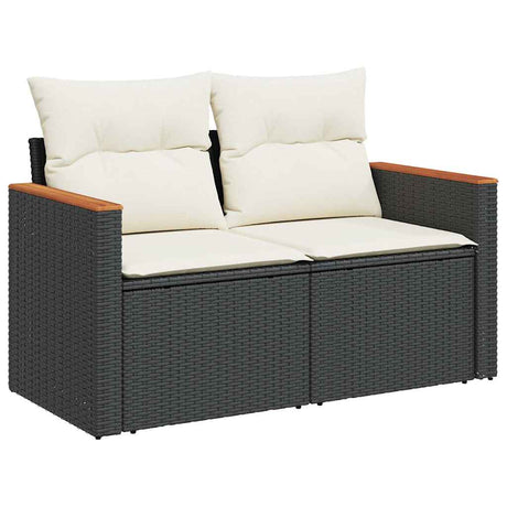 Vidaxl tuinbank 2-zits met kussens poly rattan zwart