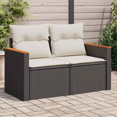 Vidaxl tuinbank 2-zits met kussens poly rattan zwart
