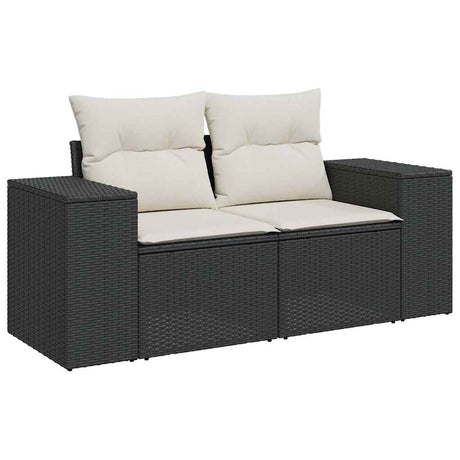 Vidaxl tuinbank 2-zits met kussens poly rattan zwart