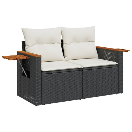 Vidaxl tuinbank 2-zits met kussens poly rattan zwart
