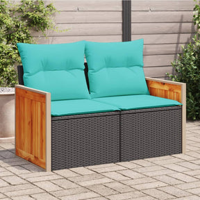 Vidaxl tuinbank met kussens 2-zits poly rattan zwart