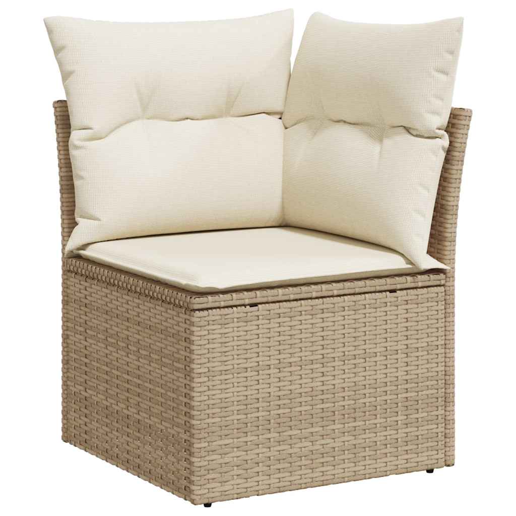 Vidaxl tuinhoekbank met kussens poly rattan beige