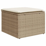 Vidaxl tuinkruk met kussen 55x55x37 cm poly rattan beige