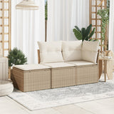 Vidaxl tuinkruk met kussen 55x55x37 cm poly rattan beige