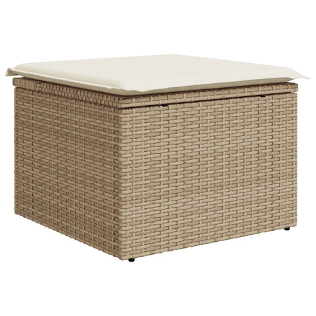 Vidaxl tuinkruk met kussen 55x55x37 cm poly rattan beige