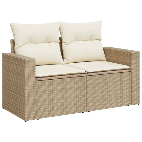 Vidaxl tuinbank 2-zits met kussens poly rattan beige