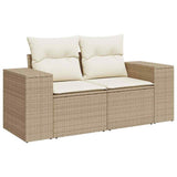 Vidaxl tuinbank 2-zits met kussens poly rattan beige