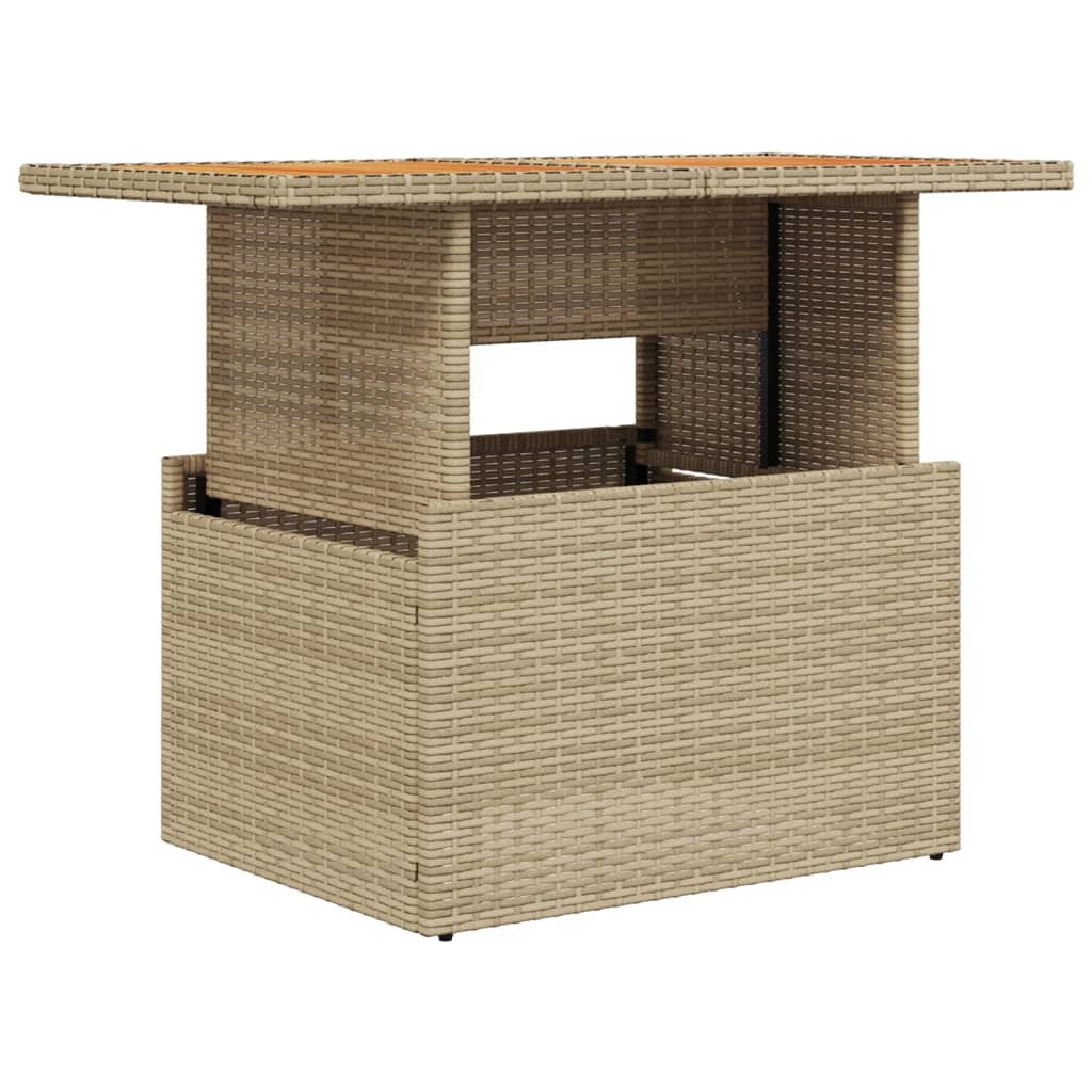 Vidaxl tuintafel 100x55x73 cm poly rattan en acaciahout beige