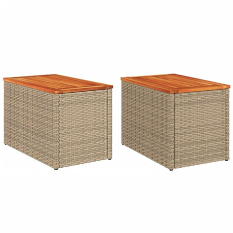 Vidaxl tuinbijzettafels 2 st 55x34x37 cm poly rattan en hout beige