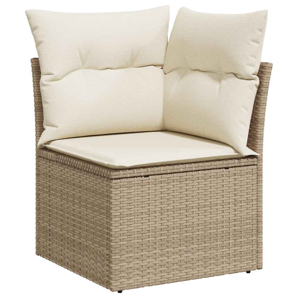 Vidaxl tuinhoekbank met kussens poly rattan beige