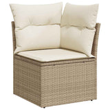 Vidaxl tuinhoekbank met kussens poly rattan beige
