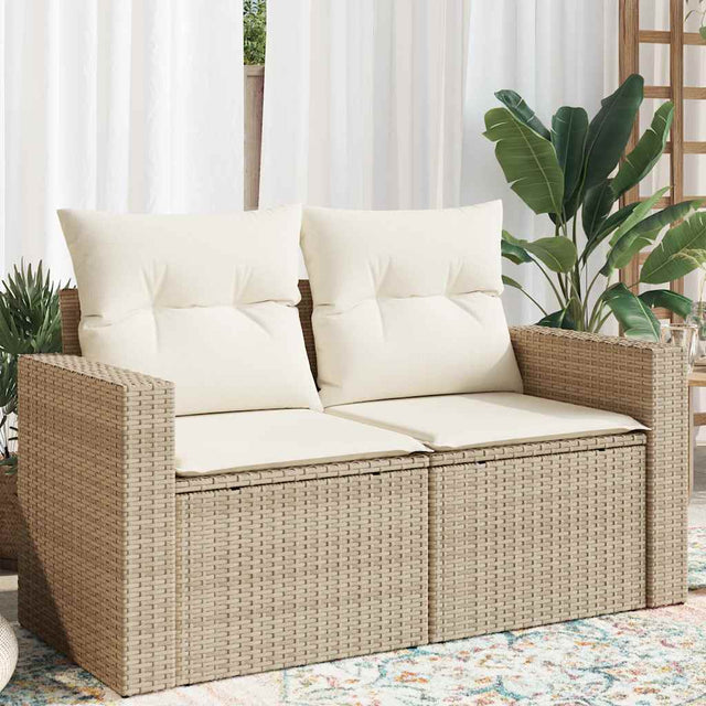 Vidaxl tuinbank 2-zits met kussens poly rattan beige