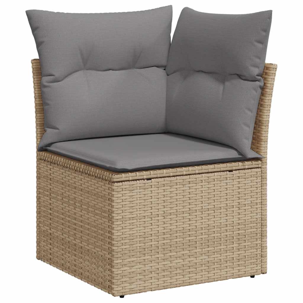 Vidaxl tuinhoekbank met kussens poly rattan beige