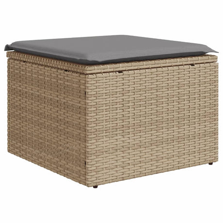 Vidaxl tuinkruk met kussen 55x55x37 cm poly rattan beige