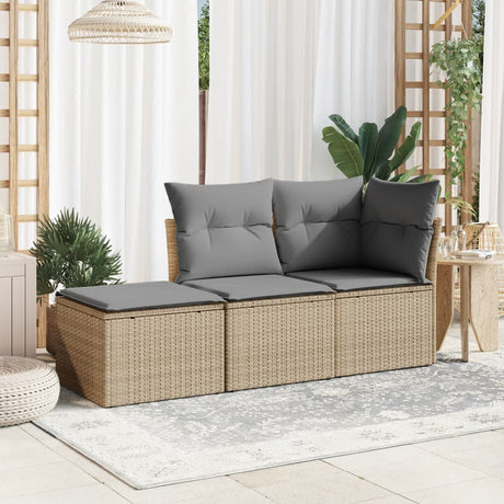 Vidaxl tuinkruk met kussen 55x55x37 cm poly rattan beige