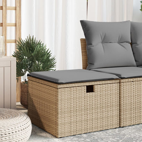 Vidaxl tuinkruk met kussen 55x55x37 cm poly rattan beige