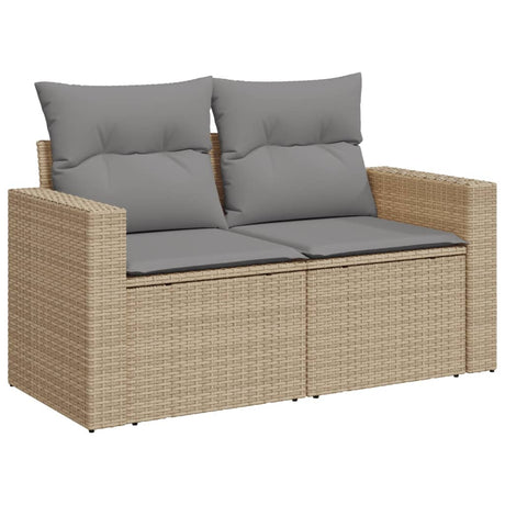 Vidaxl tuinbank 2-zits met kussens poly rattan beige