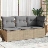 Vidaxl tuinbank 3-zits met kussens poly rattan beige
