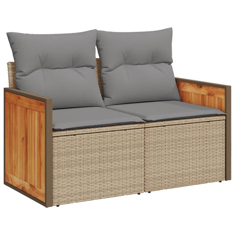 Vidaxl tuinbank 2-zits met kussens poly rattan beige