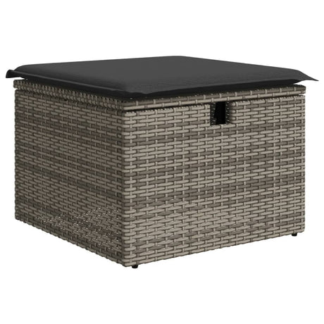 Vidaxl tuinkruk met kussen 55x55x37 cm poly rattan grijs