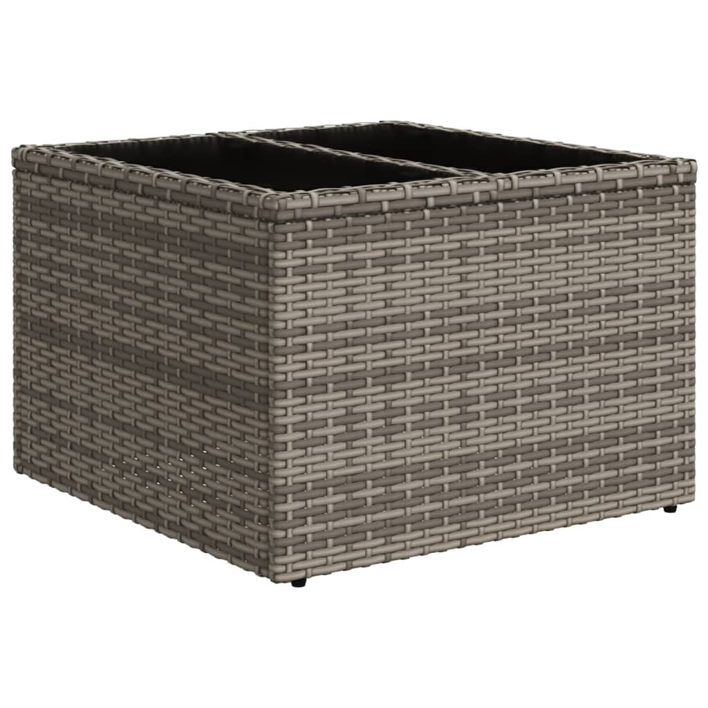 Vidaxl tuintafel met glazen blad 55x55x37 cm poly rattan grijs