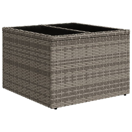 Vidaxl tuintafel met glazen blad 55x55x37 cm poly rattan grijs